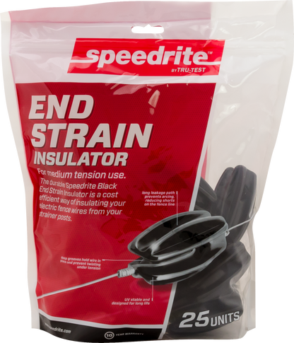 Speedrite Medium-Duty Black End Strain - Electric Fence Insulator 25/Pk