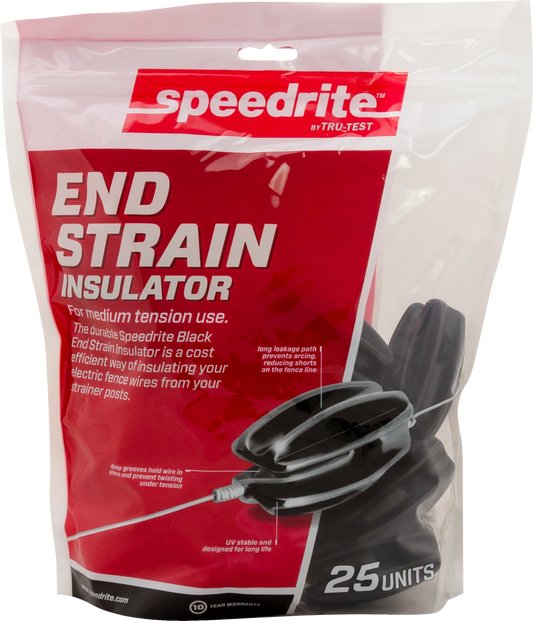Speedrite Medium-Duty Black End Strain - Electric Fence Insulator 25/Pk