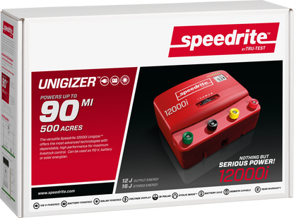 Speedrite 12000i Electric Fence Energizer | 12 Joules, 90 Mile | Dual Power