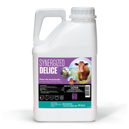 Merck Synergized DeLice Pour-On Insecticide – Cattle & Sheep | 1% Permethrin, 1% PBO