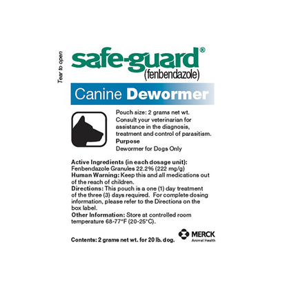 Safeguard Canine Dewormer 22.2% Fenbendazole | Treats Roundworms, Hookworms & Tapeworms