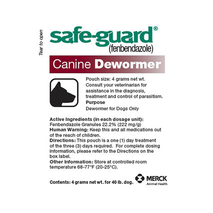 Safeguard Canine Dewormer 22.2% Fenbendazole | Treats Roundworms, Hookworms & Tapeworms