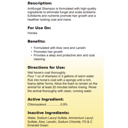 Durvet Antifungal Shampoo for Horses | Healthier Coat & Mane, 32 fl oz