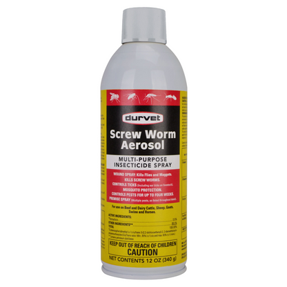 Screw Worm Aerosol Spray for Livestock | Fly, Tick & Mosquito Control | 12 oz.