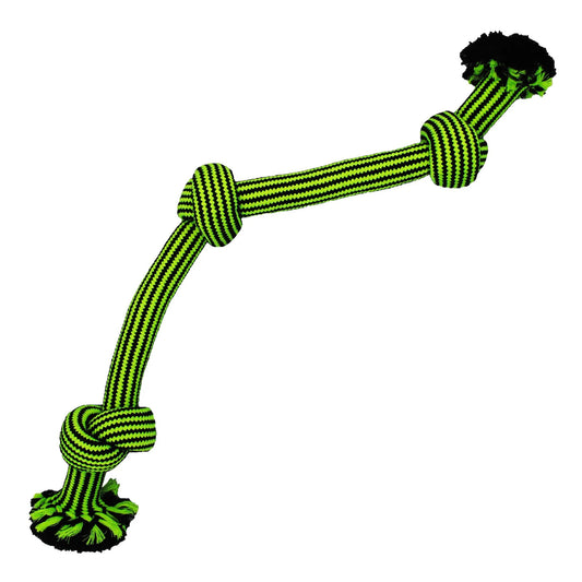 Jolly Pets Knot-N-Chew Rope Dog Toy | Cleans Teeth & Reduces Stress | Green & Black