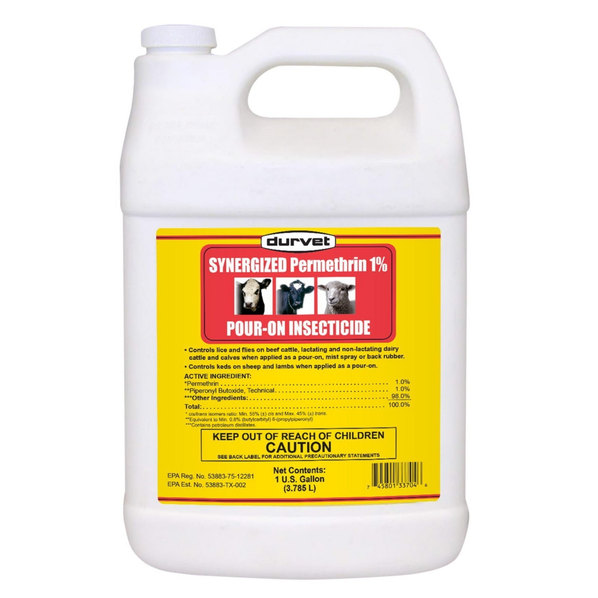 Durvet Synergized Permethrin 1% Pour-On for Livestock | Cattle, Sheep, Flies & Lice Control