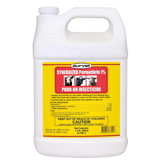 Durvet Synergized Permethrin 1% Pour-On for Livestock | Cattle, Sheep, Flies & Lice Control