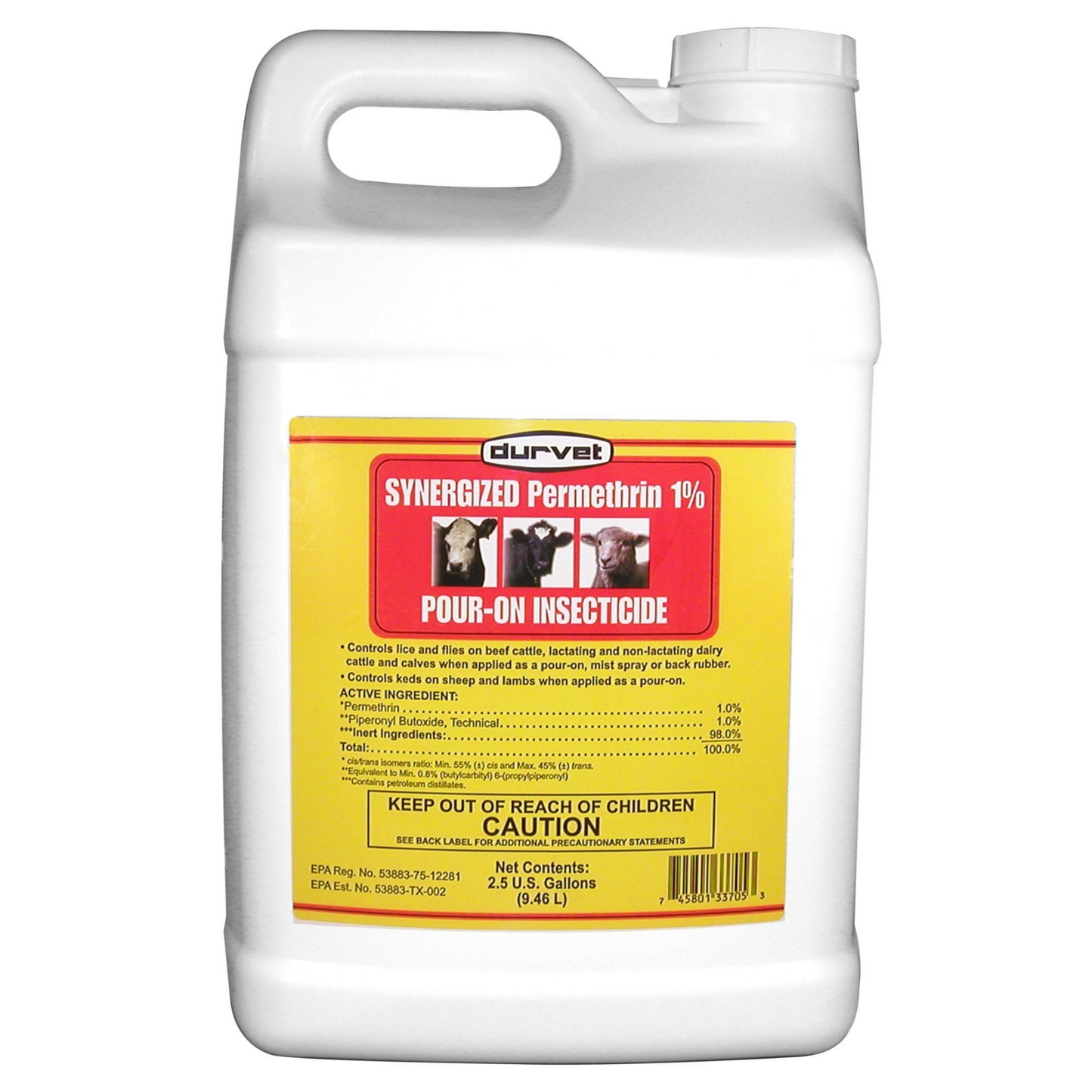 Durvet Synergized Permethrin 1% Pour-On for Livestock | Cattle, Sheep, Flies & Lice Control