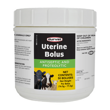Durvet Uterine Bolus | Antiseptic & Proteolytic Aid for Cattle & Sheep | 50 Count