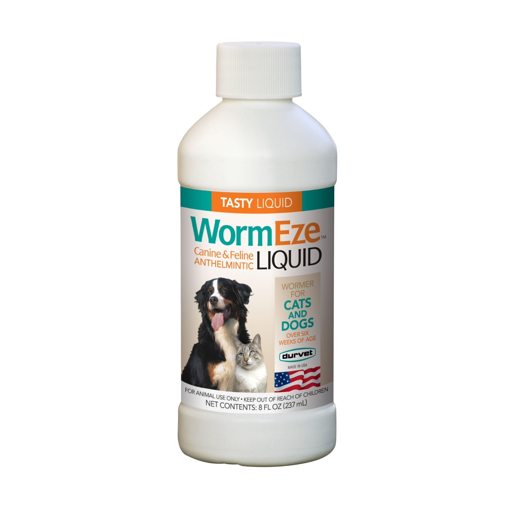 Durvet WormEze Liquid | Dog & Cat Roundworm Treatment & Prevention | 8 oz.