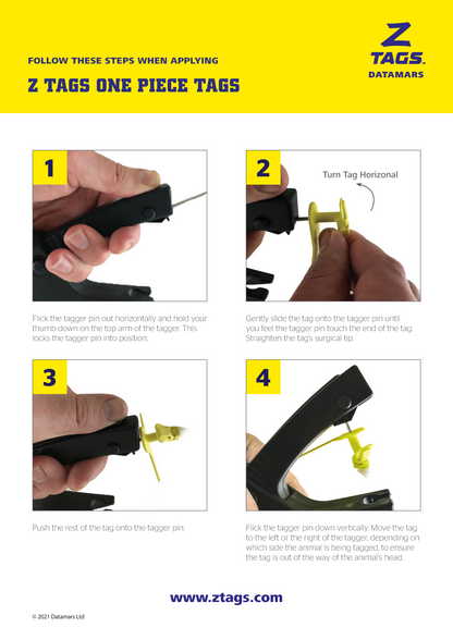 Z-Tags No Snag Tagger — One-Piece Cattle Ear Tag Applicator Tool