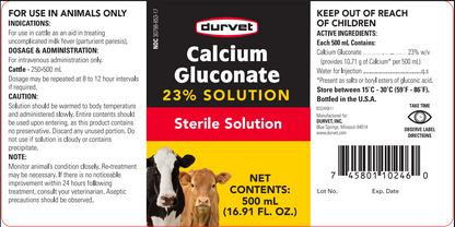 Durvet Calcium Gluconate 23% | Cattle Calcium Supplement & Milk Fever Treatment