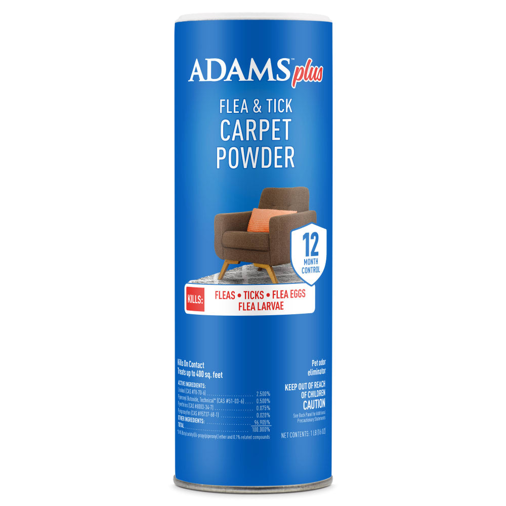 Adams Plus Flea & Tick Carpet Powder | Kills Fleas, Ticks, Eggs & Larvae | Citrus Scent | 16 oz