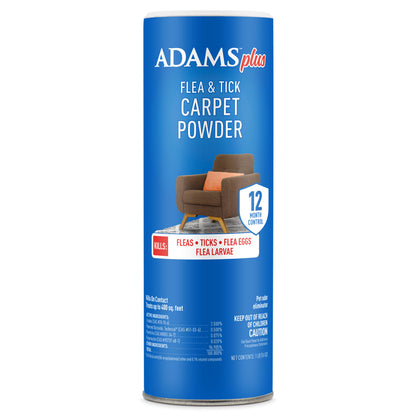 Adams Plus Flea & Tick Carpet Powder | Kills Fleas, Ticks, Eggs & Larvae | Citrus Scent | 16 oz