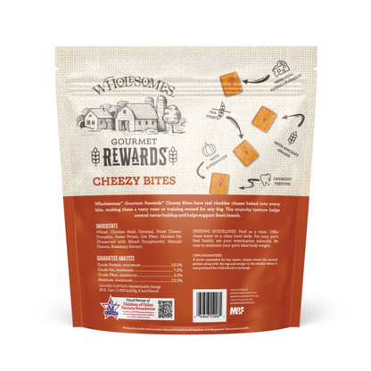 Wholesomes Gourmet Rewards Cheezy Bites Dog Treats | Crunchy Cheddar Biscuits, USA Made