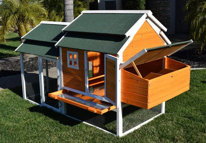 Rugged Ranch Cheyenne Chicken Coop | Holds 4 Chickens | Twin Roof | 3 Nest Boxes | 76"x36"x52"