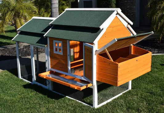 Rugged Ranch Cheyenne Chicken Coop | Holds 4 Chickens | Twin Roof | 3 Nest Boxes | 76"x36"x52"
