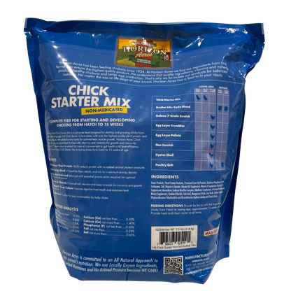 Horizon Acres Non-Medicated Chick Starter | 18% Protein Starter Feed | 7 lb.