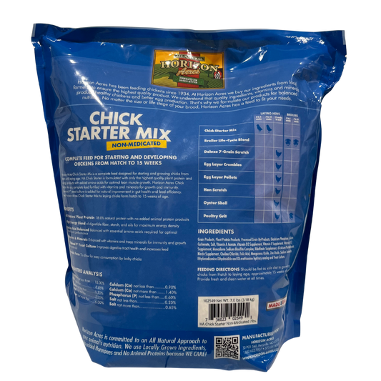 Horizon Acres Non-Medicated Chick Starter | 18% Protein Starter Feed | 7 lb.