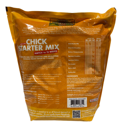 Horizon Acres Medicated Chick Starter | 18% Protein Amprolium Feed | 7 lb.
