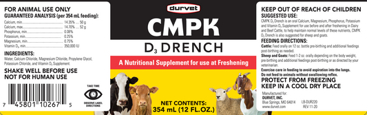 Durvet CMPK D3 Drench | Electrolytes & Vitamin Supplement for Livestock