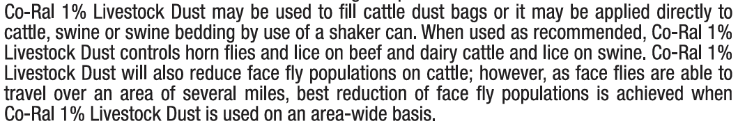 Elanco Co-Ral 1% Livestock Dust – Fly & Lice Control for Cattle and Swine