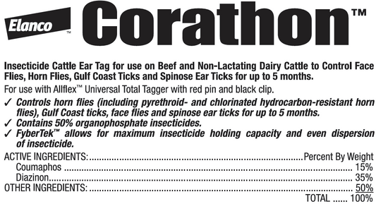 Elanco Corathon Fly & Insect Control Cattle Ear Tags with FyberTek | 20 Count