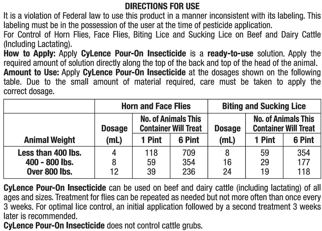 Elanco CyLence Pour-On Insecticide for Cattle | Horn & Face Fly Control 16 oz