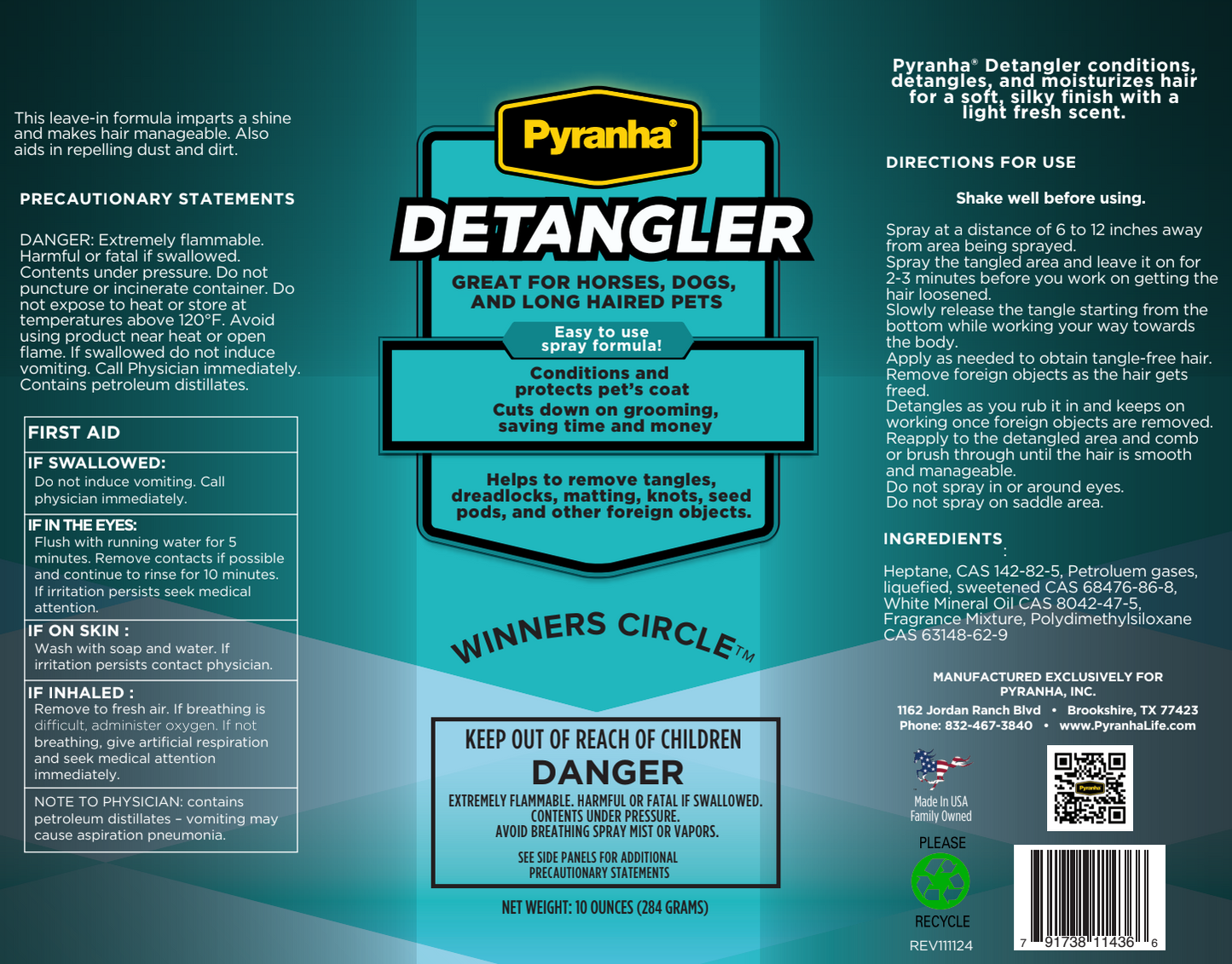 Pyranha Aerosol Detangler for Horses – Silky, Manageable Manes & Tails