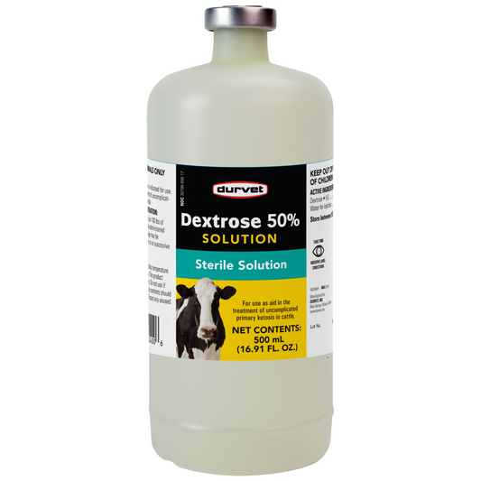 Durvet Dextrose 50% Solution | IV Energy Support for Cattle | 500 ml