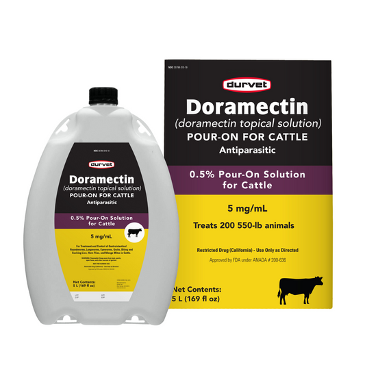 Durvet Doramectin Pour-On Cattle Dewormer | Broad-Spectrum Wormer | 5 L