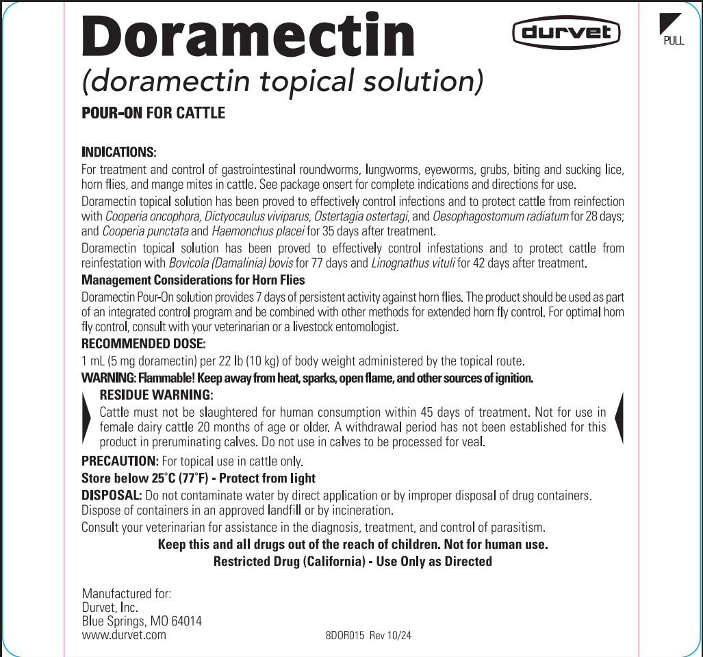 Durvet Doramectin Pour-On Cattle Dewormer | Broad-Spectrum Wormer | 5 L