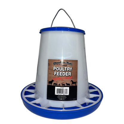 Double-Tuf Plastic Poultry Feeder | 7 lb Chicken Feeder With Feed Saver Ring