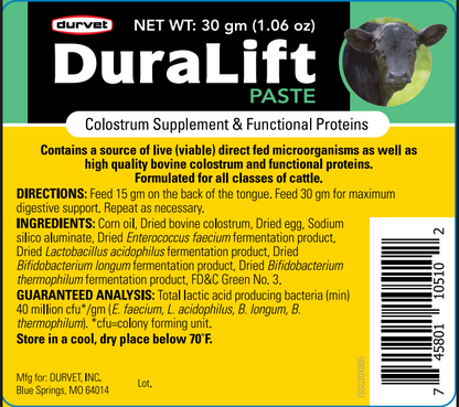 Durvet DuraLift Calf Paste | Colostrum & Digestive Support Gel