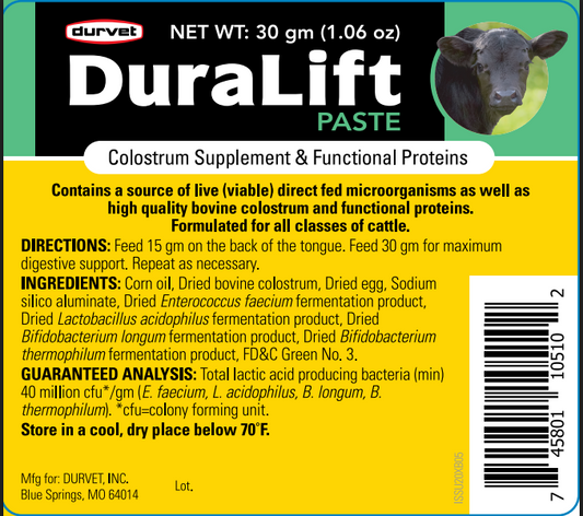 Durvet DuraLift Calf Paste | Colostrum & Digestive Support Gel