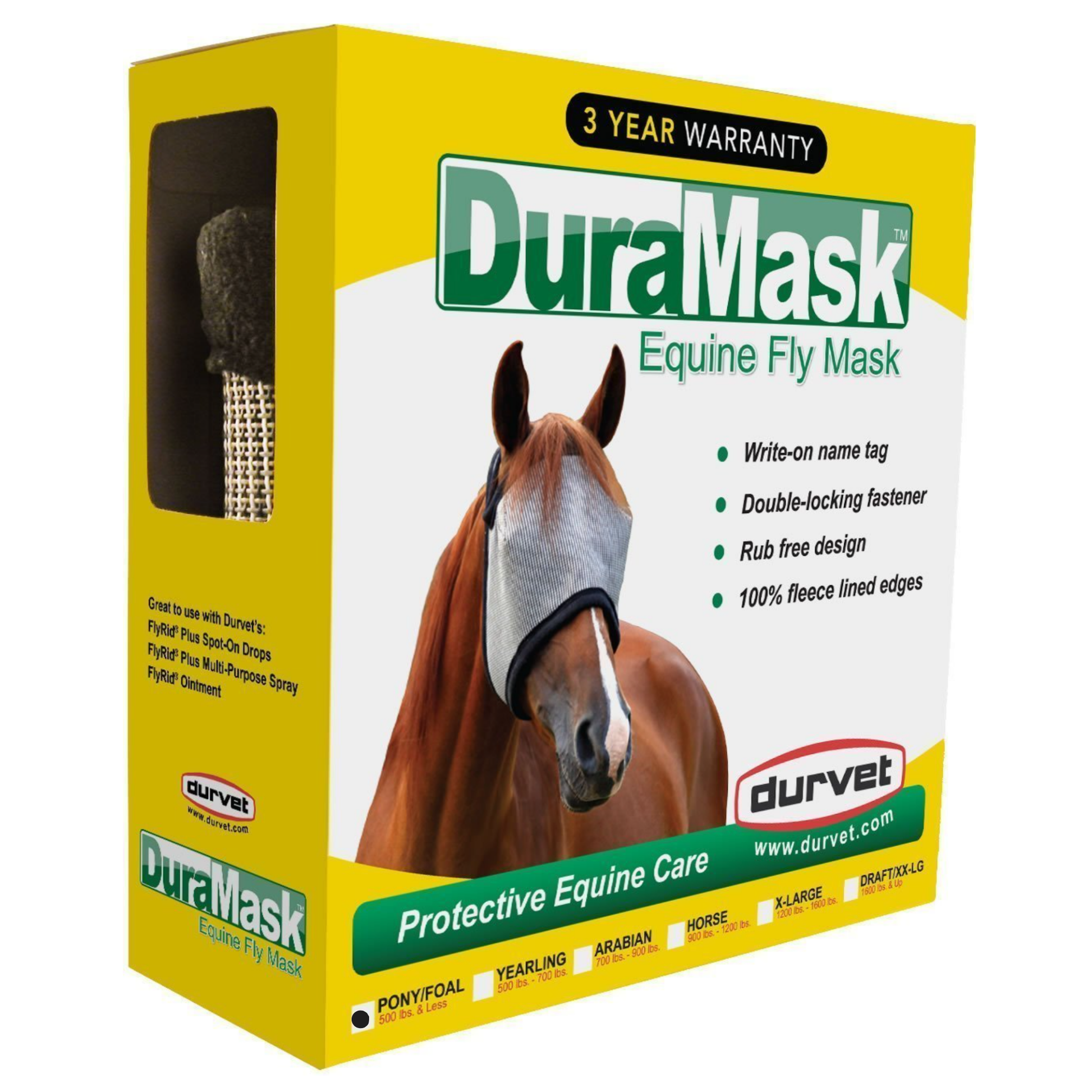 Durvet DuraMask Without Ears – Horse Fly Mask with Fleece Trim Pony
