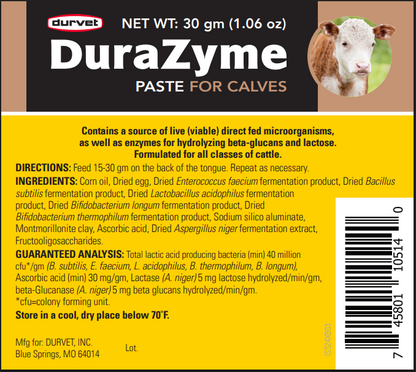 Durvet DuraZyme Paste for Calves | Probiotic Digestive Support