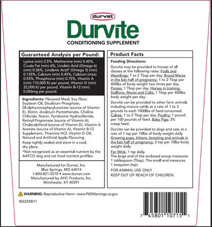 Durvet Durvite | Multi-Species Amino Acid, Omega 3 & Vitamin Supplement