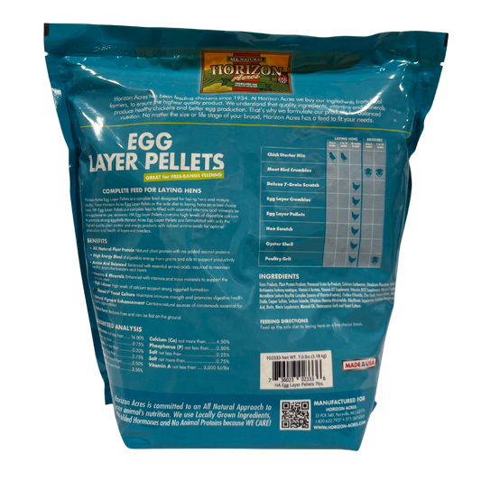 Horizon Acres Egg Layer Pellets | 16% Protein Chicken Layer Feed | 7 lb.