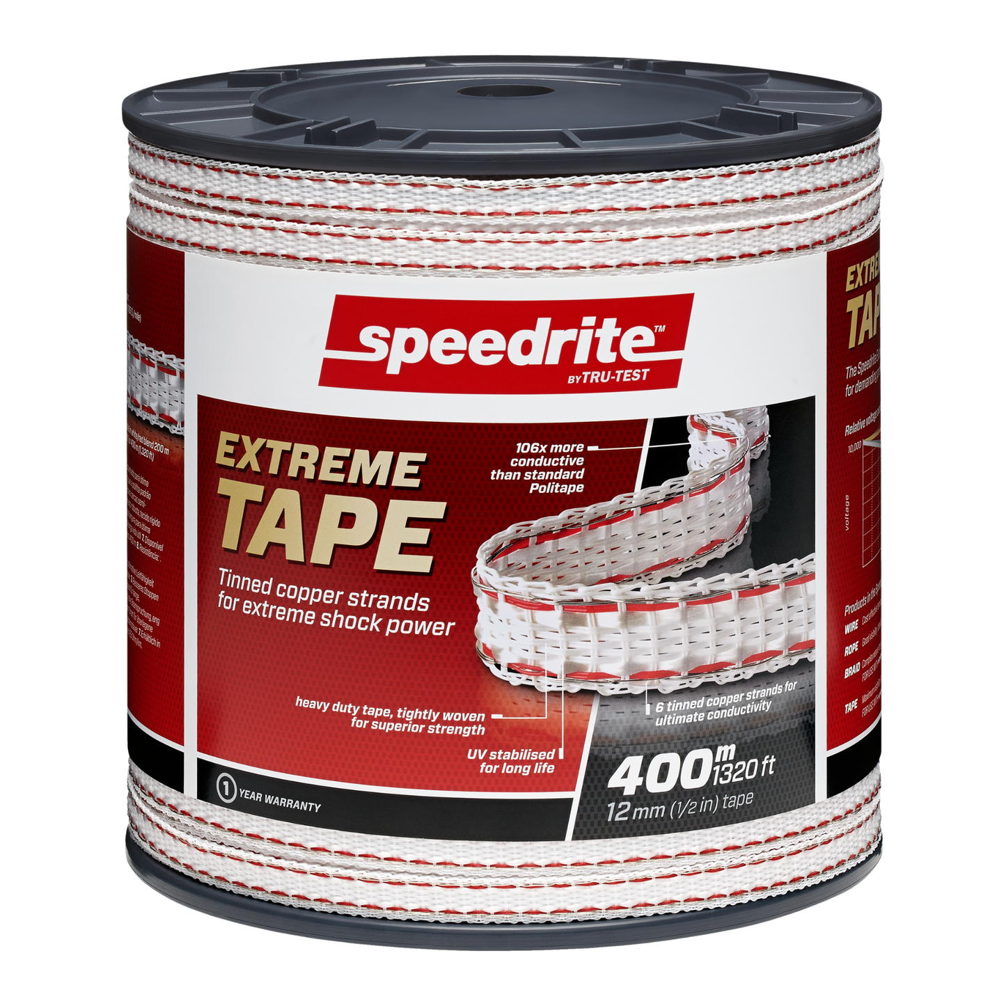 Speedrite Extreme 1/2 in Electric Fence Polytape - 6 Copper Strands