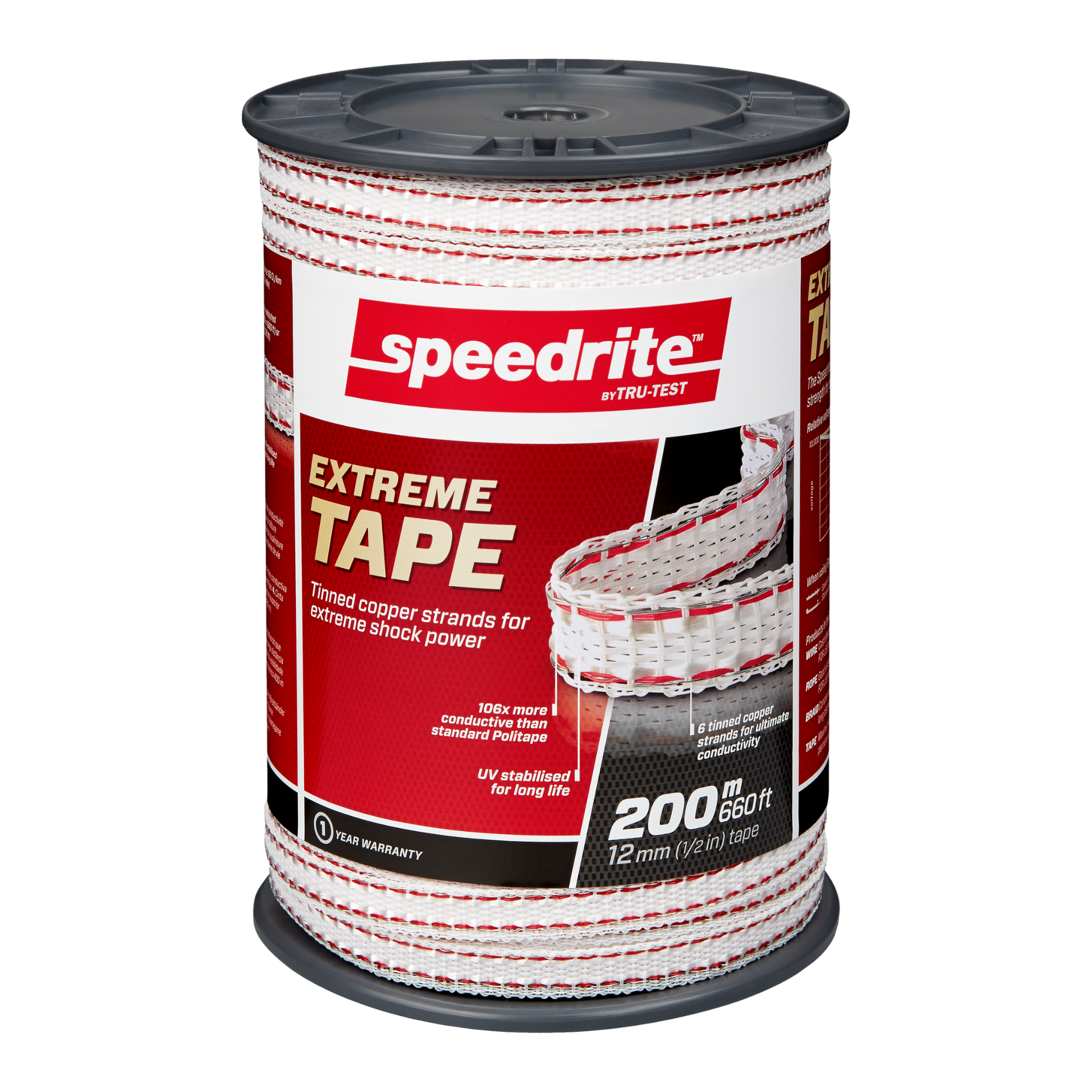 Speedrite Extreme 1/2 in Electric Fence Polytape - 6 Copper Strands
