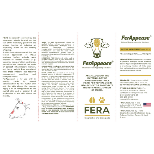 FerAppease Bovine Stress Support for Cattle | Topical mBAS Formula, Hormone Free