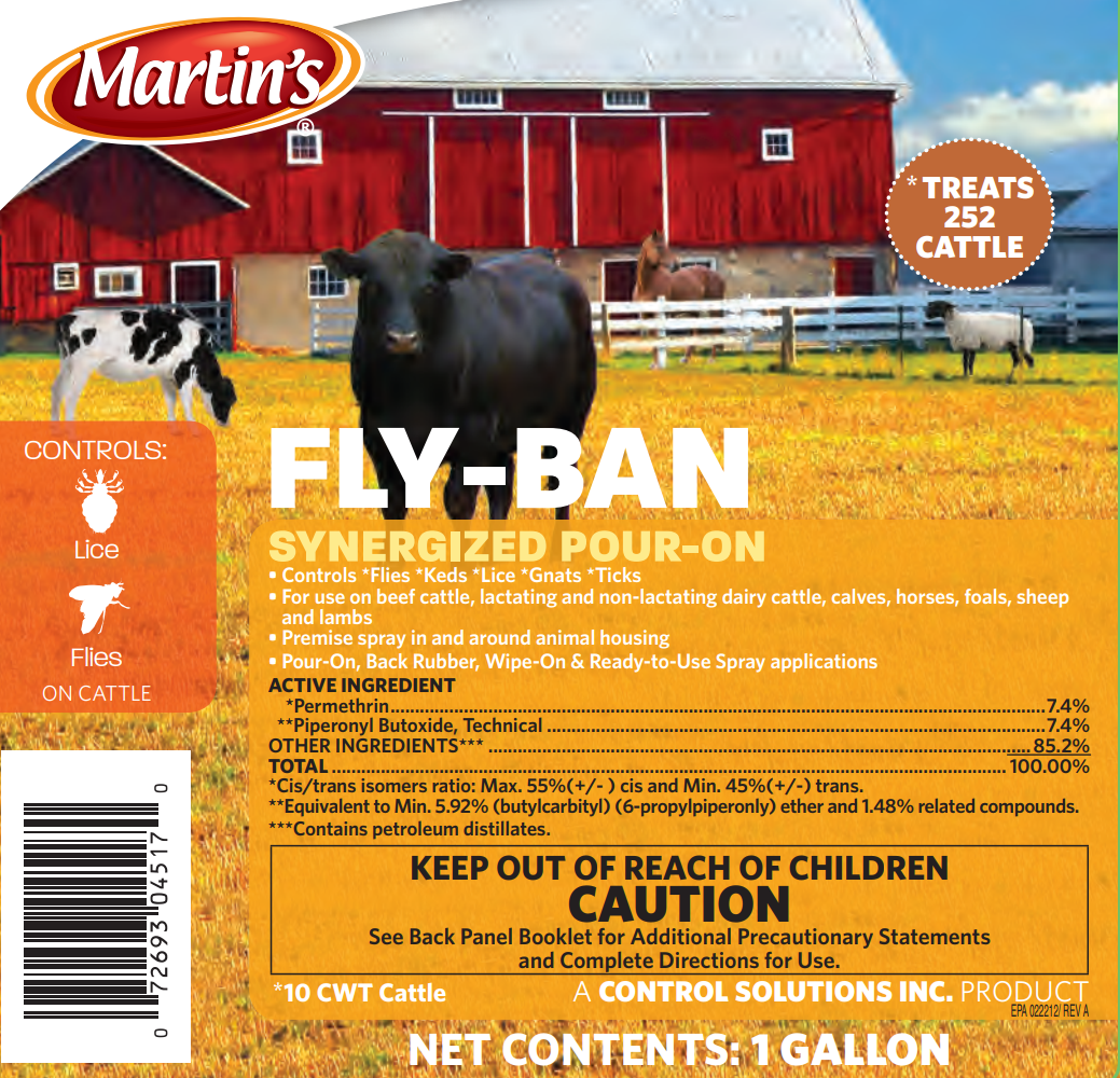 Martins Fly-Ban Synergized Pour-On | Fly & Lice Control for Livestock