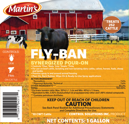 Martins Fly-Ban Synergized Pour-On | Fly & Lice Control for Livestock