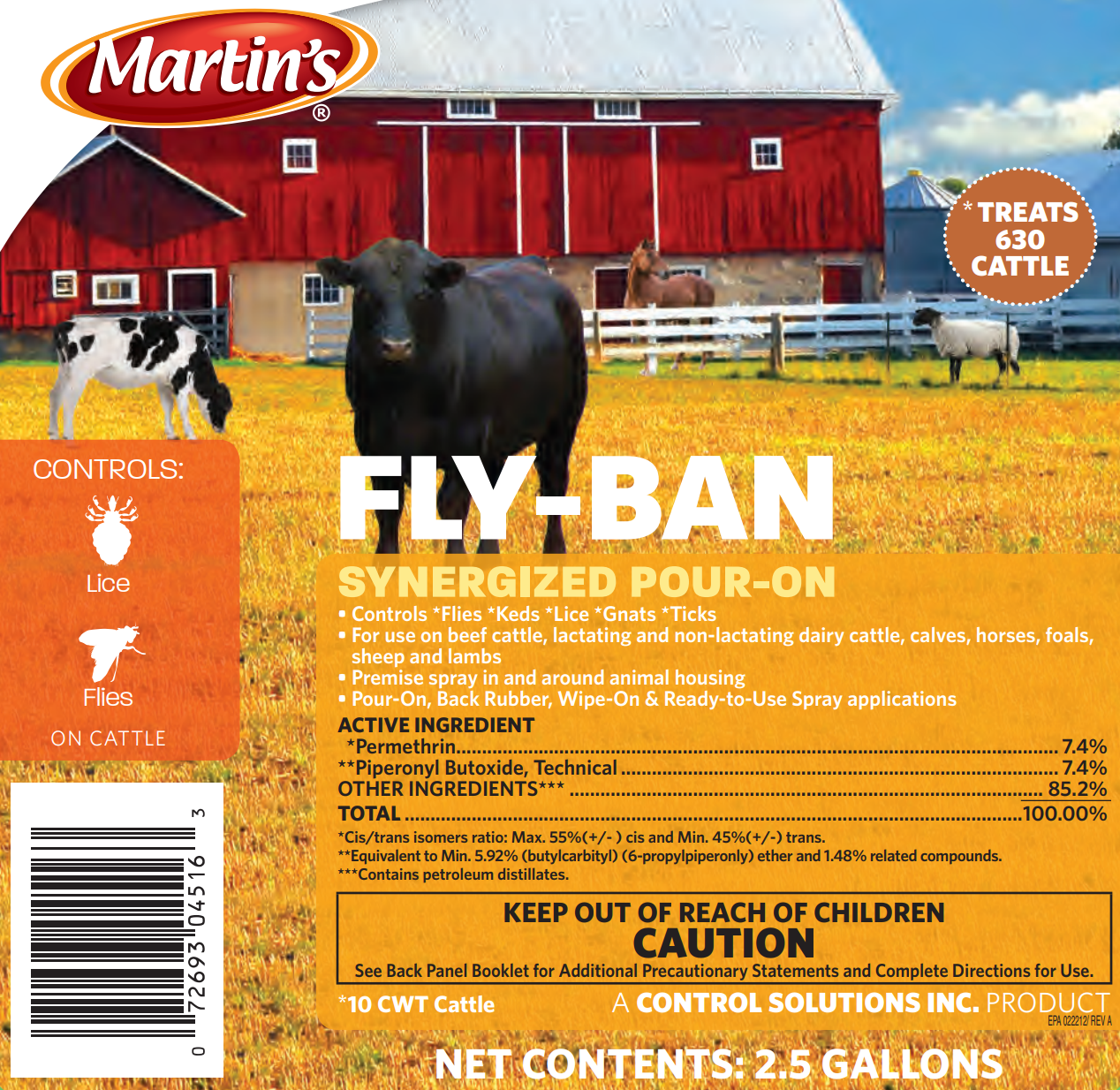 Martins Fly-Ban Synergized Pour-On | Fly & Lice Control for Livestock
