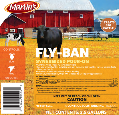Martins Fly-Ban Synergized Pour-On | Fly & Lice Control for Livestock