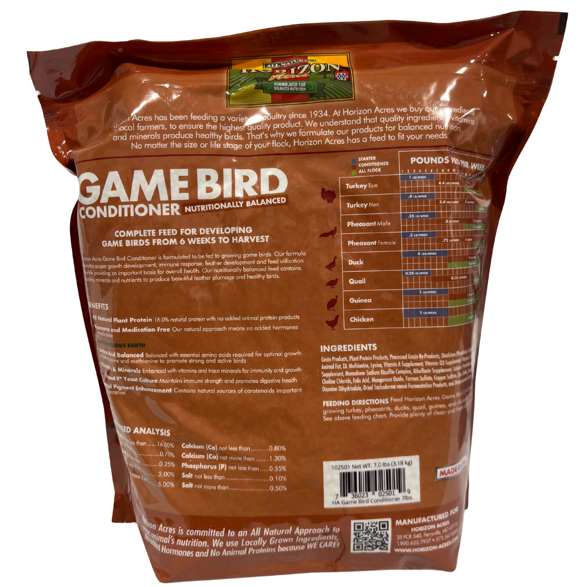 Horizon Acres Gamebird Conditioner | 7 lb Game Bird Feed
