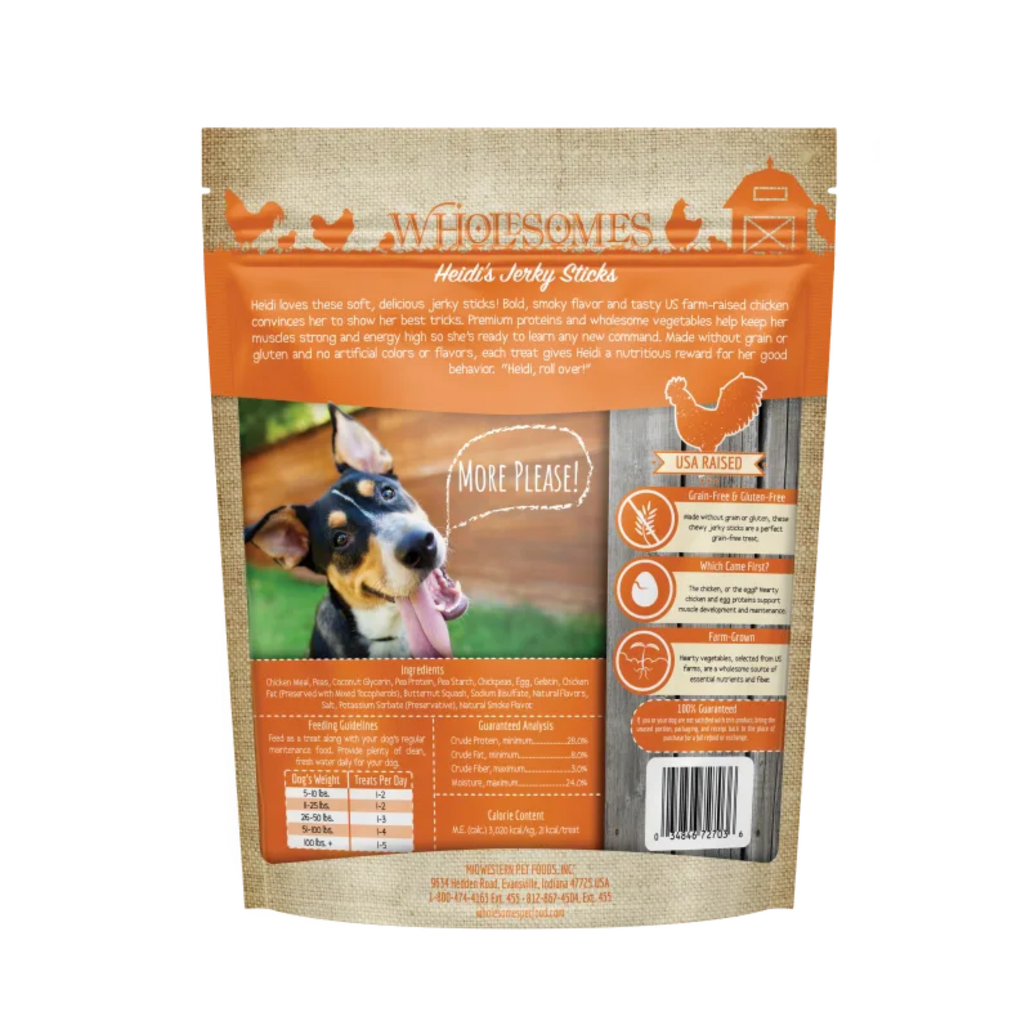 Wholesomes Heidi’s Chicken Jerky Sticks | Grain-Free Soft Dog Treats | 25 oz.