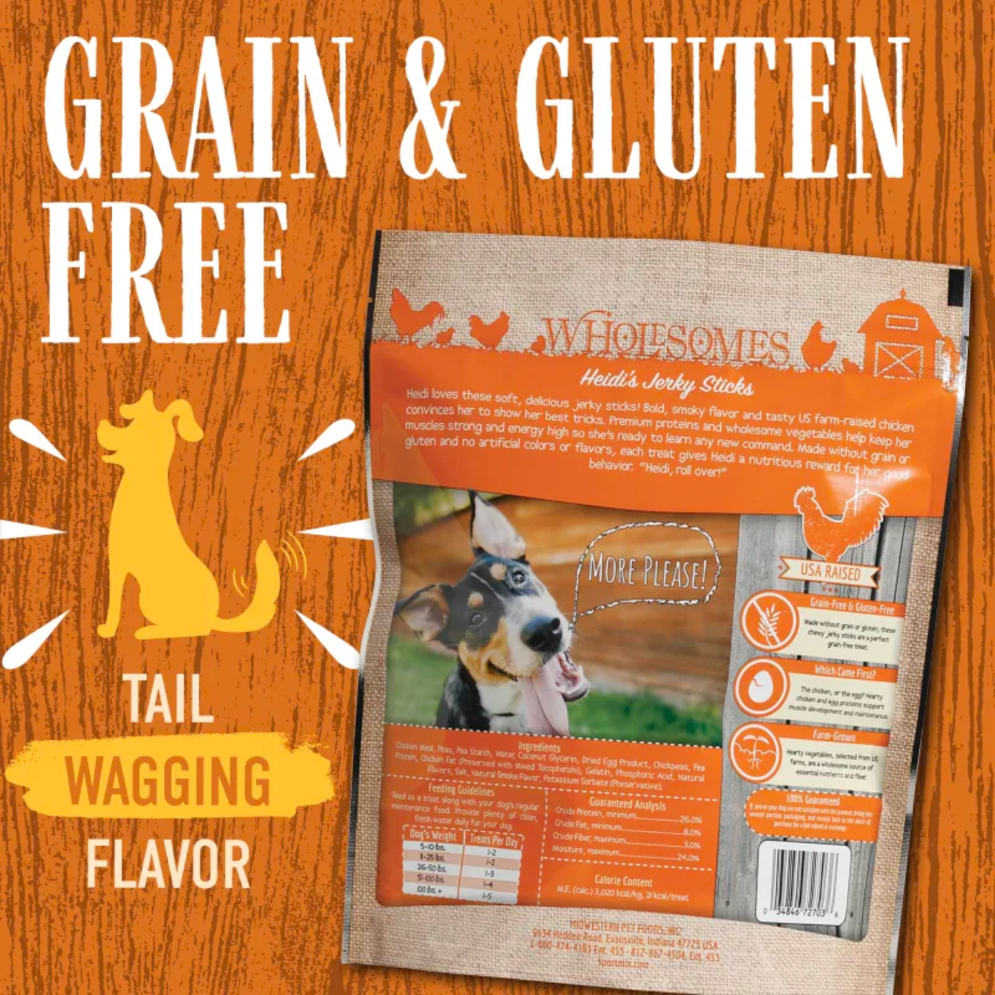 Wholesomes Heidi’s Chicken Jerky Sticks | Grain-Free Soft Dog Treats | 25 oz.