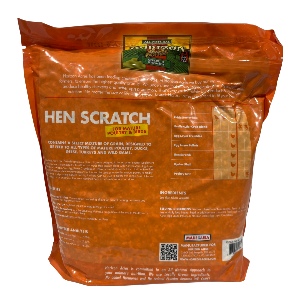 Horizon Acres Hen Scratch | Whole Grain Energy Supplement for Poultry | 7 lb.